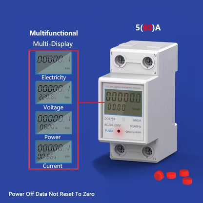 Mutifunction 60Amp  Household Electricity Meter LCD Electricity Meter Single-phase 220v - Electromann SA