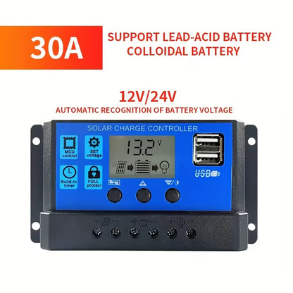 30A 12v/24v Solar Charge Controller PWM Charging for Solar Off-grid System (10005245) - Electromann SA