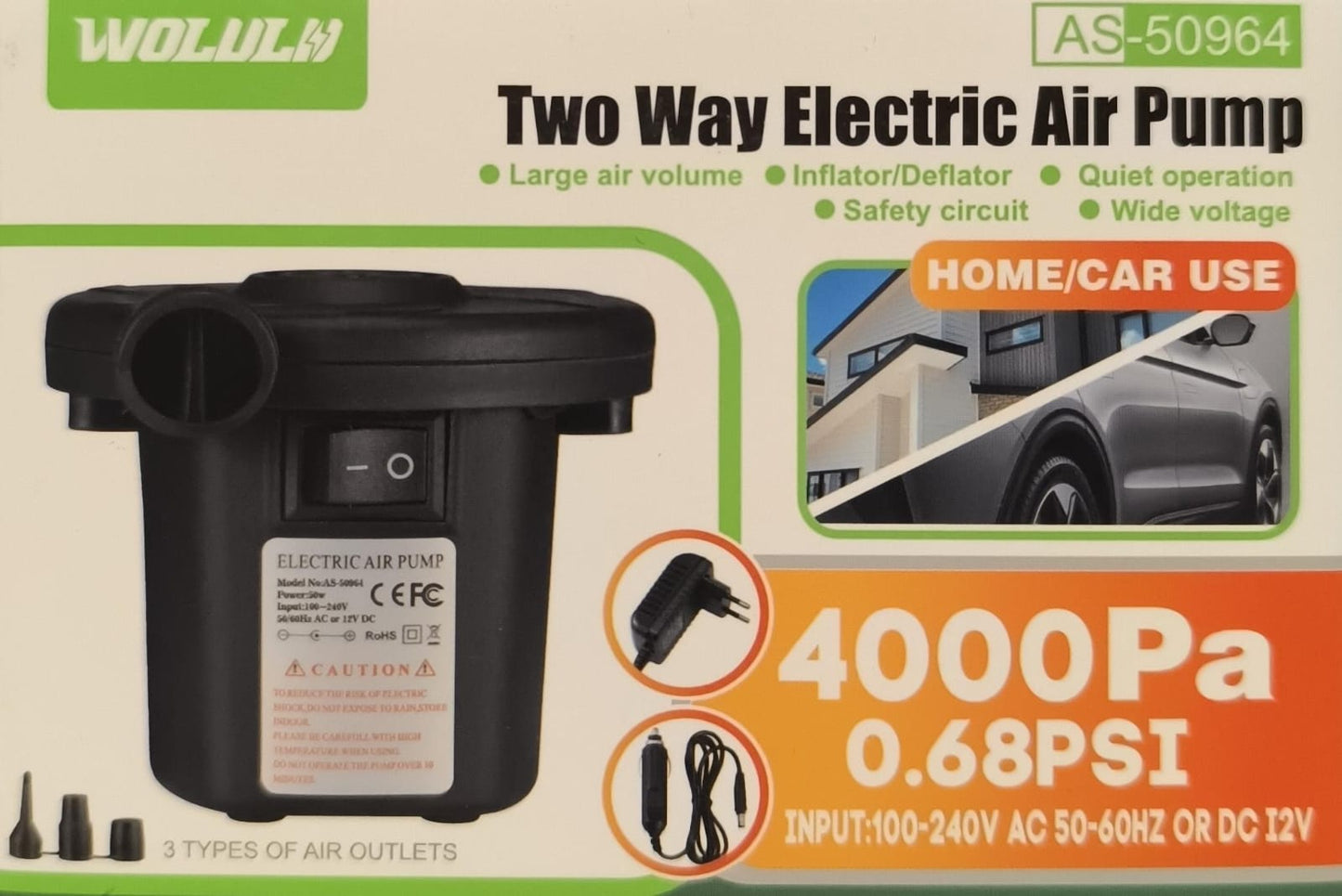 WOLULU AS-50964 Two-Way Electric Air Pump - Electromann SA