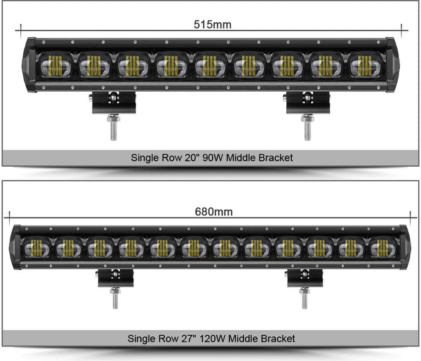 6D Lens 90W 20Inch Single Row Led Bar Light