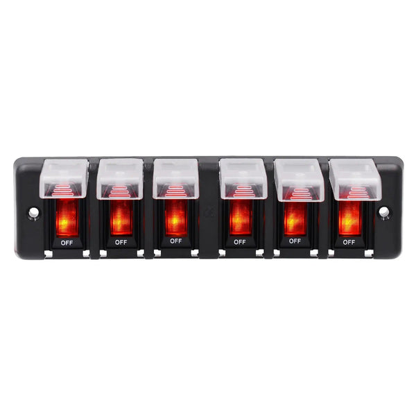 8 Gang DC 12V Splashproof Rocker Circuit Breaker Panel - Durable and Versatile Electrical Panel for Marine and Automotive Applications