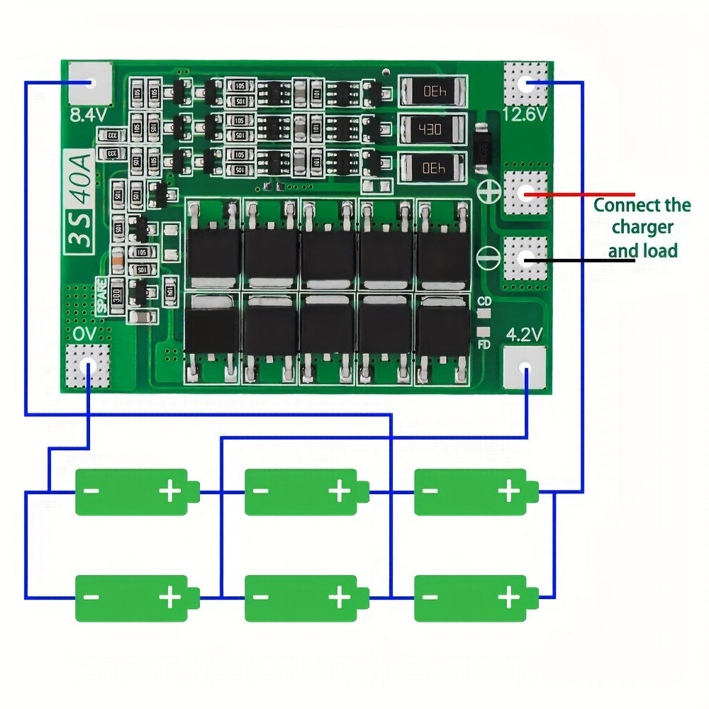 3S/4S 40A/60A Li-ion Lithium Battery Charger Protection Board for 18650  Cells - Electromann SA