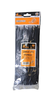 100Pieces 4x200mm (20cm) Black Nylon Cable Ties (10008125)
