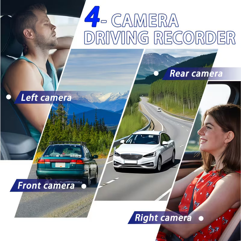 360° Car Dash Cam, 1080P Front + 480P Left Right Rear Camera (10007837) - Electromann SA