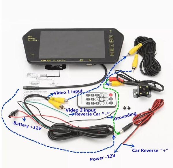 7 Inch TFT LCD Car Bluetooth Rear View Parking Kit