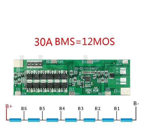 7S 24V 30Amp BMS for Ebike/Scooter Lithium Battery