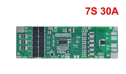 BMS 7S 24V 30A Li-ion 18650 Battery Charge Board – High-Quality Charging Board with Built-in Protection Circuitry