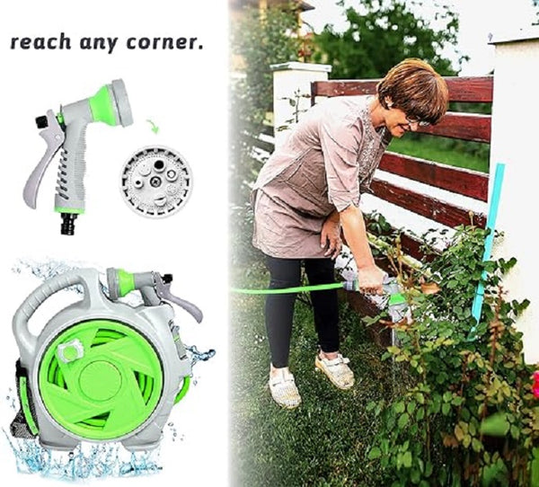 Rocky Mountain Mini Portable Hose Reel 15M With 7 Power Spray Settings