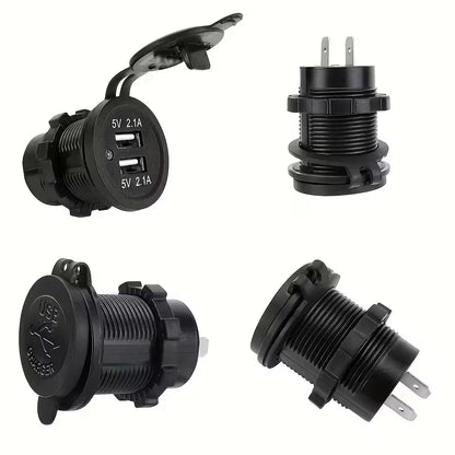 Dual 5V USB LED Charging Socket 4.2A-Blue