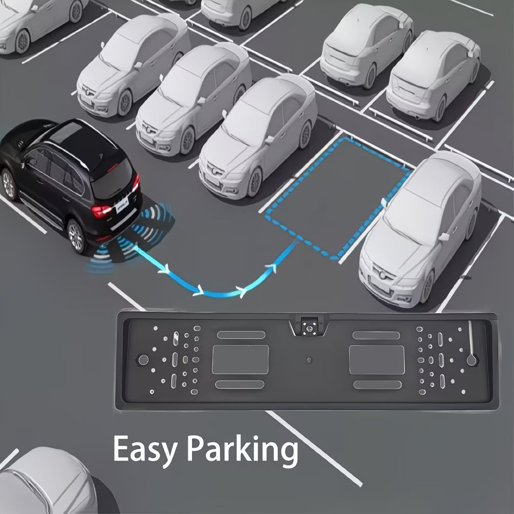 Car Rear View Camera EU European License Plate Frame Waterproof Night Vision LED light (10005069) - Electromann SA