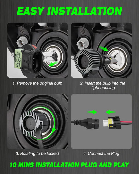 Novsight A500 N76 Plus Series H4/HB2/9003 100W 20000LM 6500K Car Headlight LED Kit - Upgrade Your Vehicle's Lighting