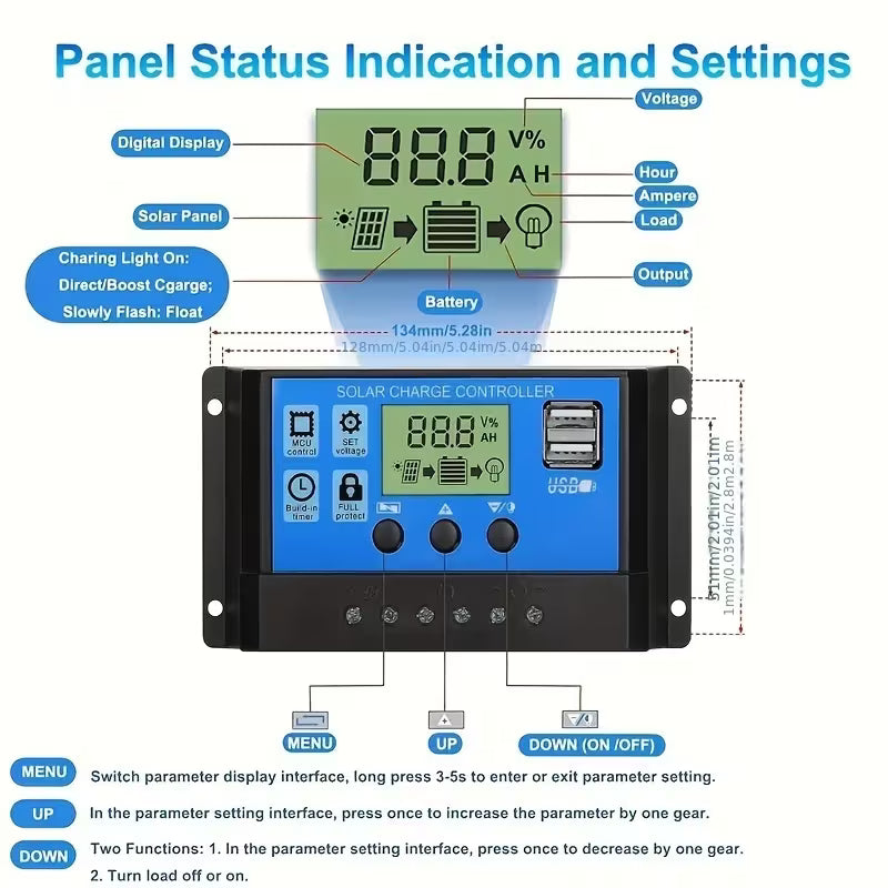 30A 12v/24v Solar Charge Controller PWM Charging for Solar Off-grid System (10005245) - Electromann SA