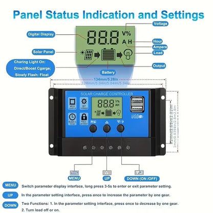 30A 12v/24v Solar Charge Controller PWM Charging for Solar Off-grid System (10005245) - Electromann SA