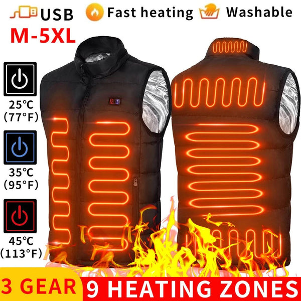 Stay Warm and Stylish with the 9 Zone USB Electric Heated Thermal Jacket