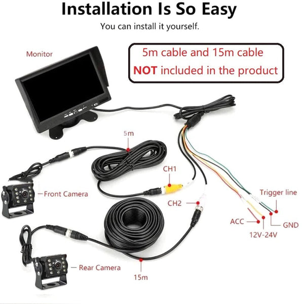 2020 Update Car DVR 7 Inch HD 1024x600P Rearview Camera System