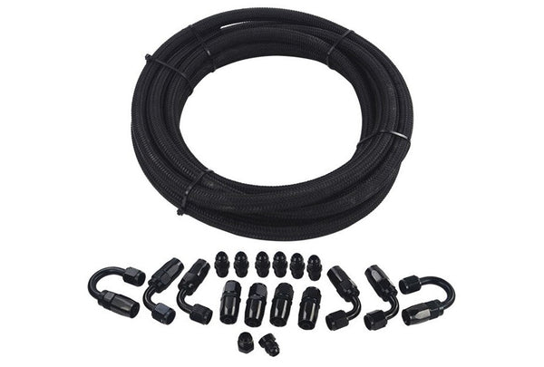 Premium AN6 Black Racing Hose Fuel Oil Line Kit for Racing Enthusiasts