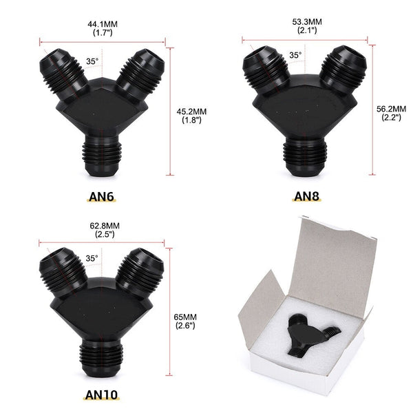 AN6 Aluminum Y Block Adapter Fitting for Oil/Fuel Pipes