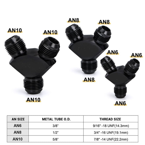 AN6 Aluminum Y Block Adapter Fitting for Oil/Fuel Pipes