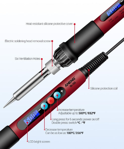 12pc ANENG SL103 Digital Electric Soldering Kit