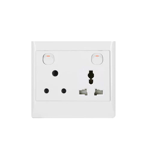 Redisson AOK D03 4X4 Double Wall Switched Socket 16A + Multipurpose 16A (10008089) - Electromann SA