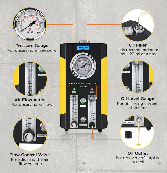 AUTOOL Original Upgraded SDT206 Car Smoke Leak Detector