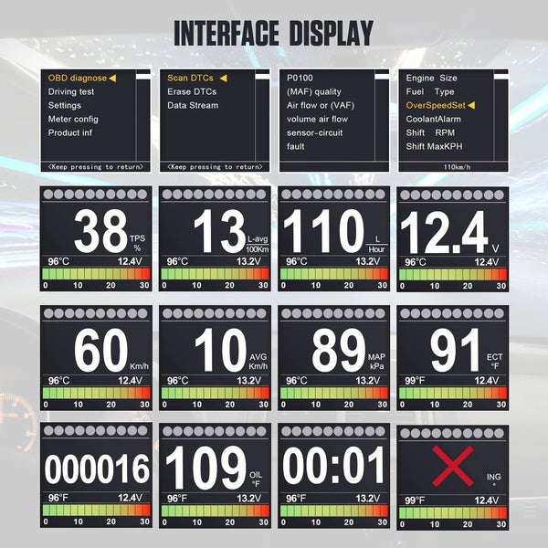 AUTOOL X60 OBD II HUD Head Up Display