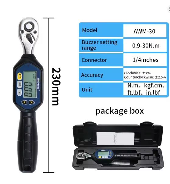 Shahe Mini Torque Wrench 1/4" Portable Wrench with Bidirectional Ratchet Head (10007500) - Electromann SA