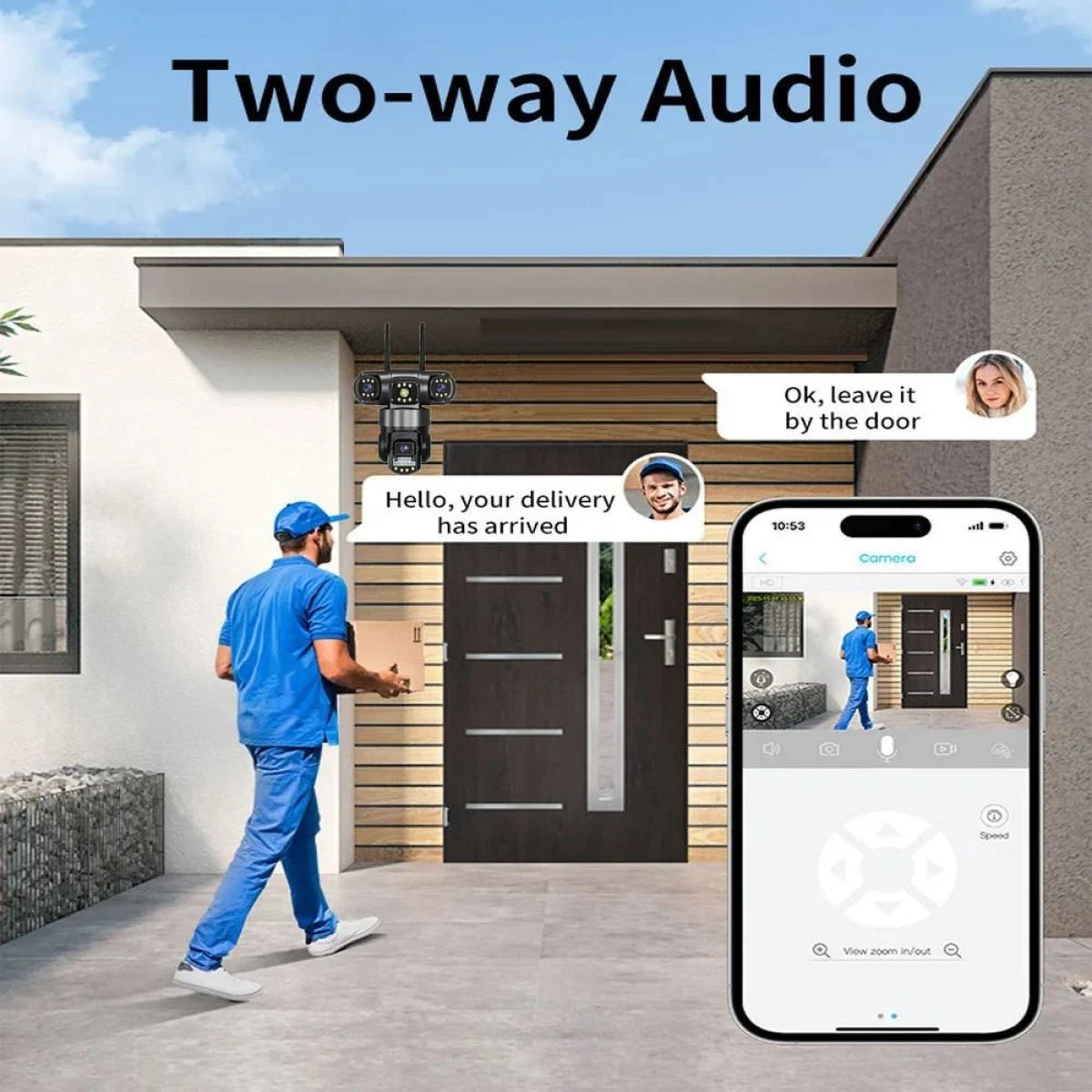 Andowl G3000 WiFi PTZ IP 8K 12MP Security Camera with Triple Lens, Triple Screen, Motion Detection, Two-Way Audio and Night Vision (10007669) - Electromann SA