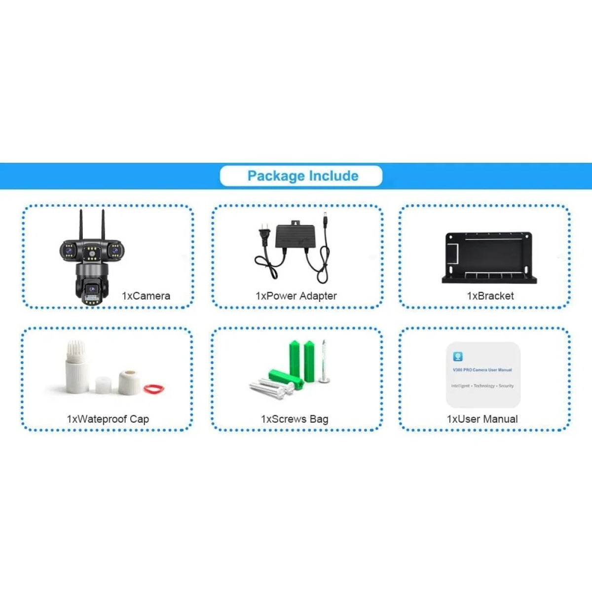 Andowl G3000 WiFi PTZ IP 8K 12MP Security Camera with Triple Lens, Triple Screen, Motion Detection, Two-Way Audio and Night Vision (10007669) - Electromann SA