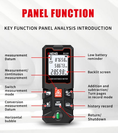 Aneng B100 Digital Laser Distance Meter and Laser Range Finder