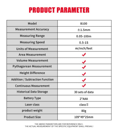 Aneng B100 Digital Laser Distance Meter and Laser Range Finder