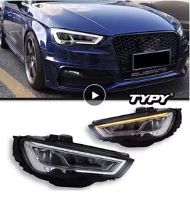 LED Headlights for Audi A3 2014-2016 with Daytime Running Lights and Dynamic Turn Signals