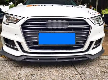 4Pc Front Bumper Splitter for Audi A3/S3 2017 to 2019 - Carbon Black Look