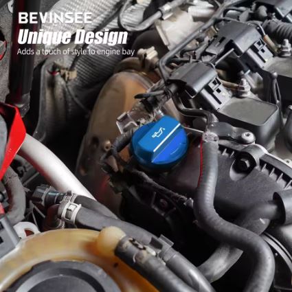 BEVINSEE Aluminum Engine Oil Filler Cap for Audi/VW Vehicles