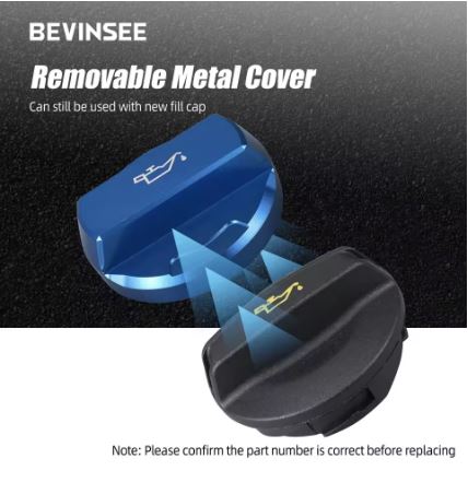 BEVINSEE Aluminum Engine Oil Filler Cap for Audi/VW Vehicles Blue