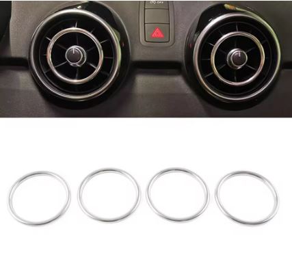 4Pcs Set Car Center Console Air Condition Vents Outlet Inner Ring Cover Trim Decoration for Audi Vehicles