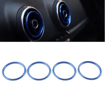 4Pcs Set Car Center Console Air-Condition Vents Outlet Inner Ring Cover Trim Decoration for Audi Vehicles