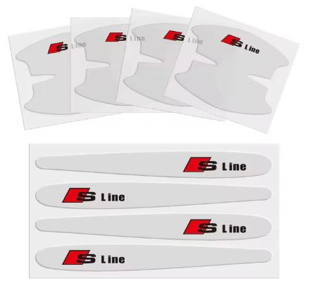 8Pcs Audi S-Line Door Handle Anti-Scratch Protective Film Stickers