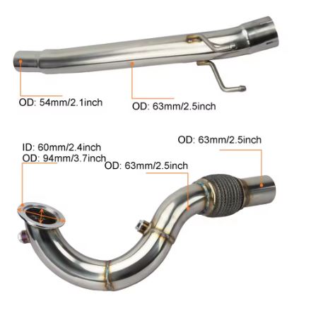 2.5inch Catless Downpipe for EA211 1.4T Engines VW Golf MK7/Audi A3