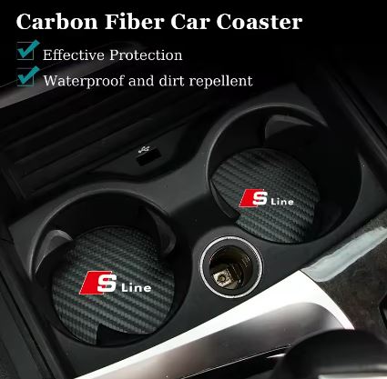 2Pcs Car Coasters Waterproof Slot Pads For Audi S-line