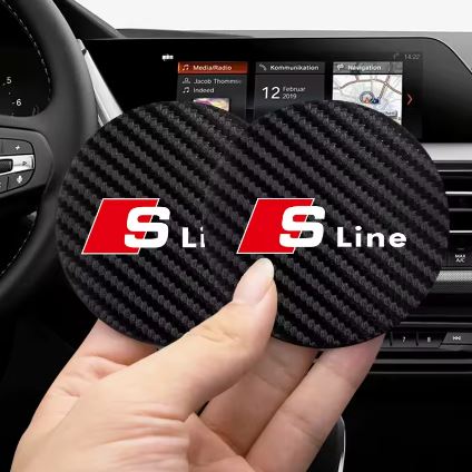 2Pcs Car Coasters Waterproof Slot Pads For Audi S-line