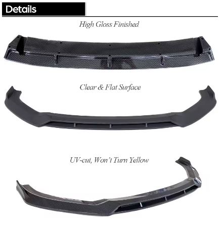 3Pc Carbon Fiber Printing Gloss Black Front Bumper Lip Spoiler for Audi A3/S3 8V Facelifted 2016 - 2019