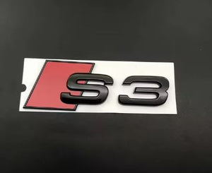 For AUDI S3 1PCS ABS Black and Red Emblem Badge