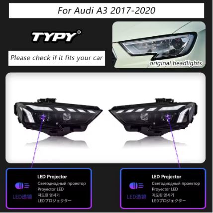 TYPY Car Lights For Audi A3 Headlight 2017-2020 LED Projector Headlights DRL Sequential Turn Siganl Car Accessories