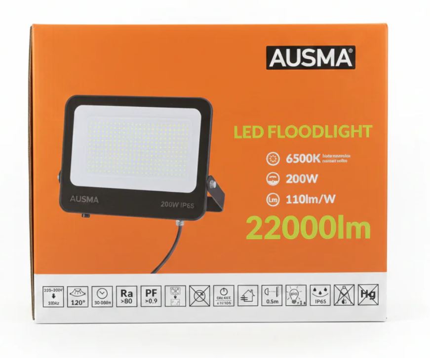 Ausma 200Watt 220v AC Outdoor LED Flood Light - High-Performance Illumination for Outdoor Spaces (10008251) - Electromann SA