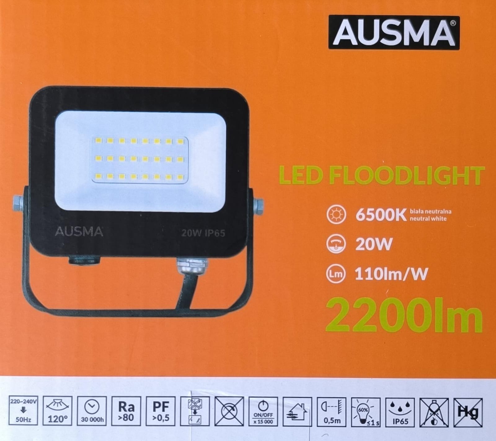 AUSMA 20Watt 220v AC Outdoor LED Flood Light - Bright and Energy-Efficient Lighting Solution (10002805) - Electromann SA