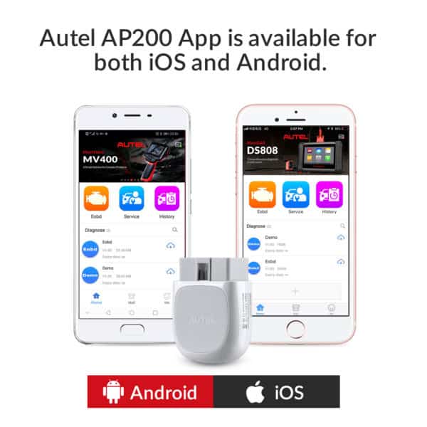 Autel MaxiAP AP200 Bluetooth Vehicle Diagnostic Tool - Full-System Diagnosis for Over 50 Vehicle Makes and Models