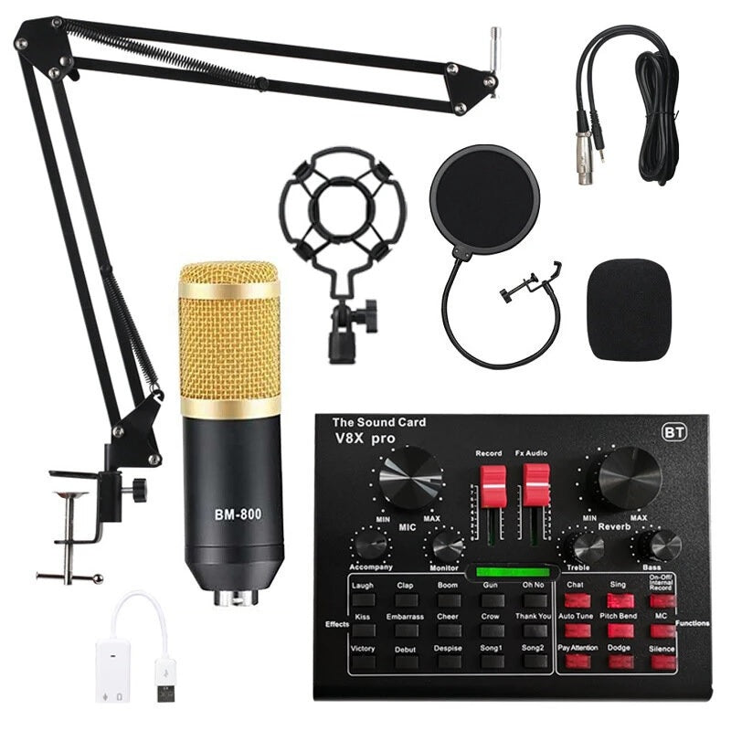 BM800 Condenser Microphone Pro Audio Studio Sound Recording Kit - Professional-Quality Microphone for Clear and Detailed Sound Recording