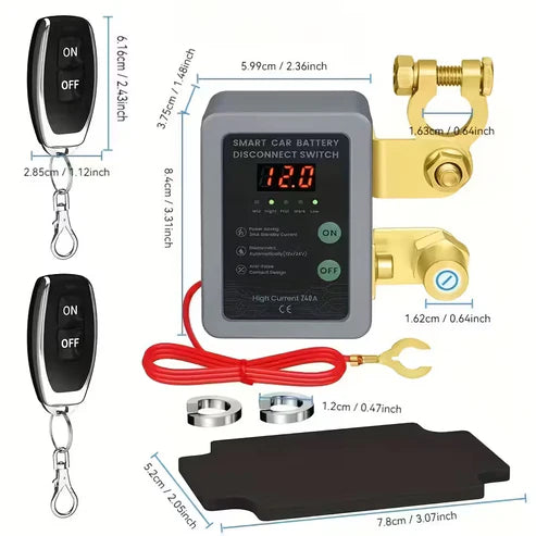 Automatic 12V DC Battery Disconnect On/Off Switch (10008123) - Electromann SA