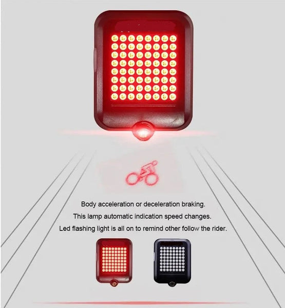 I-NQY 64 LED Intelligent Safety Bicycle Tail Light ene-Infrared Laser - Thuthukisa Ukubonakala Nokuphepha